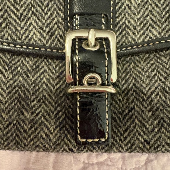 Coach Tweed Black and White with Red Heart Charm Bag - Picture 4 of 6